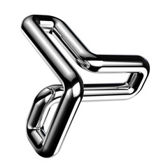 Fototapete - Y2K geometric chrome 3D shape isolated. Futuristic metallic curved line element 3D rendering background