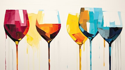 Abstract wine glass wall art