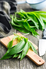 Ramson or wild garlic leaves