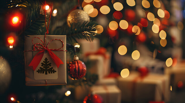Bokeh backdrop and labels with percent signs - Rebate for Christmas, Cyber ​​Monday design