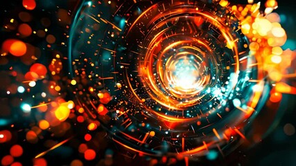 Poster - Digital background featuring an abstract, digital space with glowing lights and futuristic elements