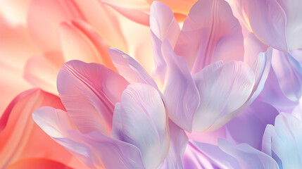 Wall Mural - Beautiful pastel tulip petals in close-up. Abstract floral background, texture or screensaver. Photorealistic photography.


