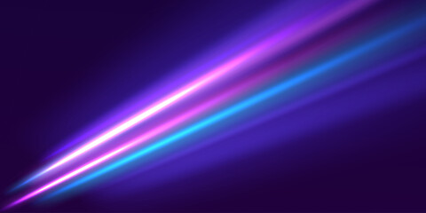 Aufkleber - 3d render, abstract neon vector background, space tunnel turning to left, ultra violet rays. Future technology speed line light effect, cyberpunk style background material with a sense of technology.