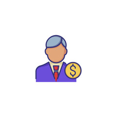Poster - Businessman line icon. Man in tie and money. Occupation concept. Can be used for topics like top management, banking, finance, investment