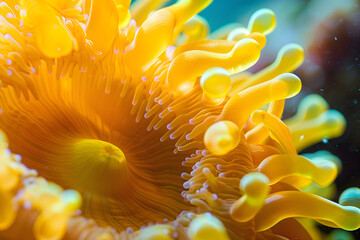 Wall Mural - Close up photo of a yellow anemone