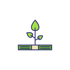 Poster - Growing profit line icon. Bundle of money, tree, leaves. Finance management concept. Can be used for topics like economy, banking, business, investment, startup