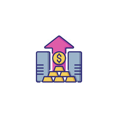 Poster - Investment growth line icon. Bank, gold bars, arrow. Finance concept. Can be used for topics like business, finance management, savings