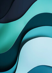 Poster - This image showcases a modern abstract art piece featuring multiple wavy layers in various shades of blue and teal, creating a visually engaging pattern.