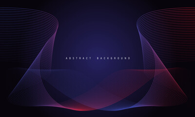Poster - Abstract blue red line wave curve on dark blue design modern luxury technology futuristic background vector