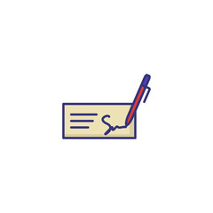 Poster - Money check line icon. Checkbook, pen, signature. Finance concept. Can be used for topics like banking, payment, investment