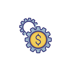 Wall Mural - Money processes line icon. Dollar sign inside gear. Finance management concept. Can be used for topics like investment, business, banking, trade, exchange