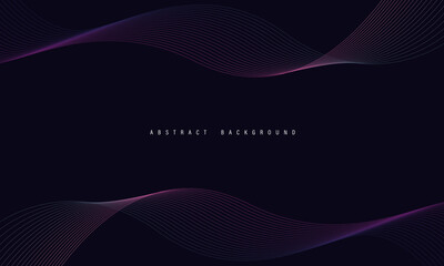 Poster - Abstract purple blue line wave curve on dark blue design modern luxury technology futuristic background vector