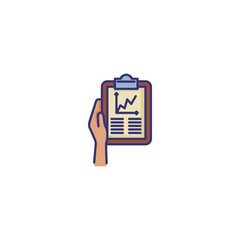 Poster - Report line icon. Hand, clipboard, chart, analytics. Marketing analysis concept. Can be used for topics like statistics, marketing, finance, business