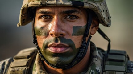 Soldier face with army colors