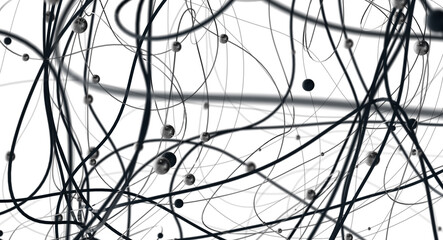 Poster - Abstract polygonal space with connecting dots and lines. Dark background. Connection structure. 3d Widescreen
