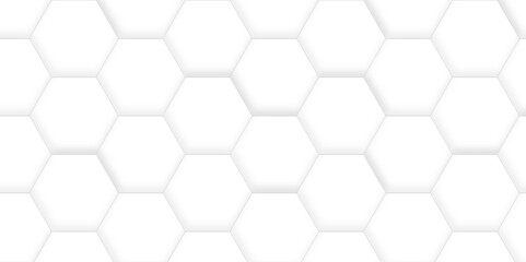 Fototapete - 3d hexagonal structure futuristic white background and embossed hexagon abstract with hexagon background. honeycomb hexagonal background. Hexagon shape, white, shiny black. hexagon pattern shape.