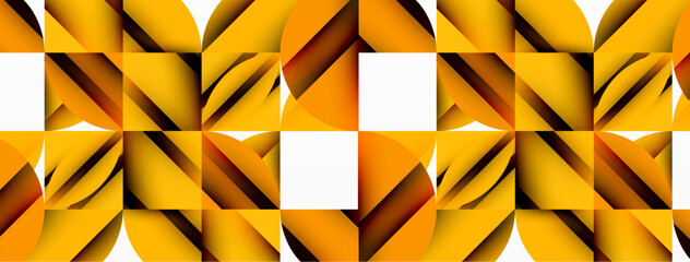 Poster - Circle, square and flower petal geometric background. Round shapes composition for wallpaper, banner, background or landing