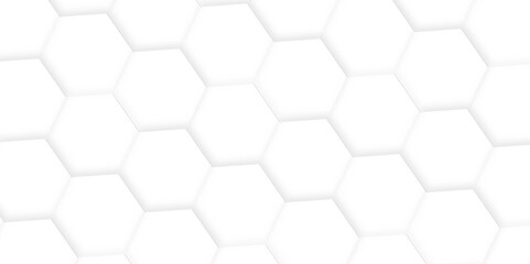 Fototapete - 3d hexagonal structure futuristic white background and embossed hexagon abstract with hexagon background. honeycomb hexagonal background. Hexagon shape, white, shiny black. hexagon pattern shape.