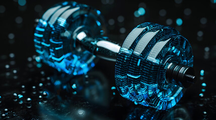 Wall Mural - A dumbbell composed of blue data