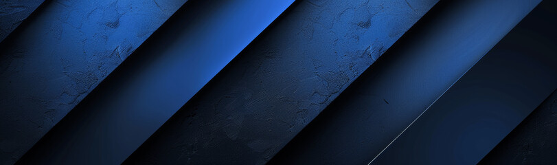 Wall Mural - Abstract Dark Blue and Black Modern 3D Geometric Banner, Diagonal Lines, Gradient, Metallic Sheen, Minimalistic Design