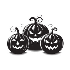 Wall Mural - Halloween scary face pumpkin silhouette vector illustration isolated on white background