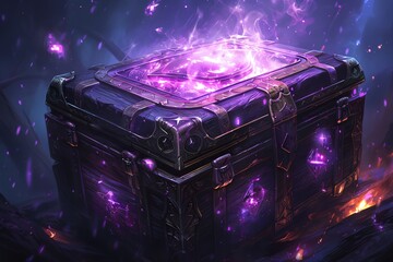 Wall Mural - a purple box with purple lights inside. scene is mysterious and magical