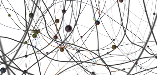 Fototapete - The structure of the network connection of points and lines. Data technology.
