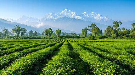 Wall Mural - Vibrant Himalayan Tea Garden