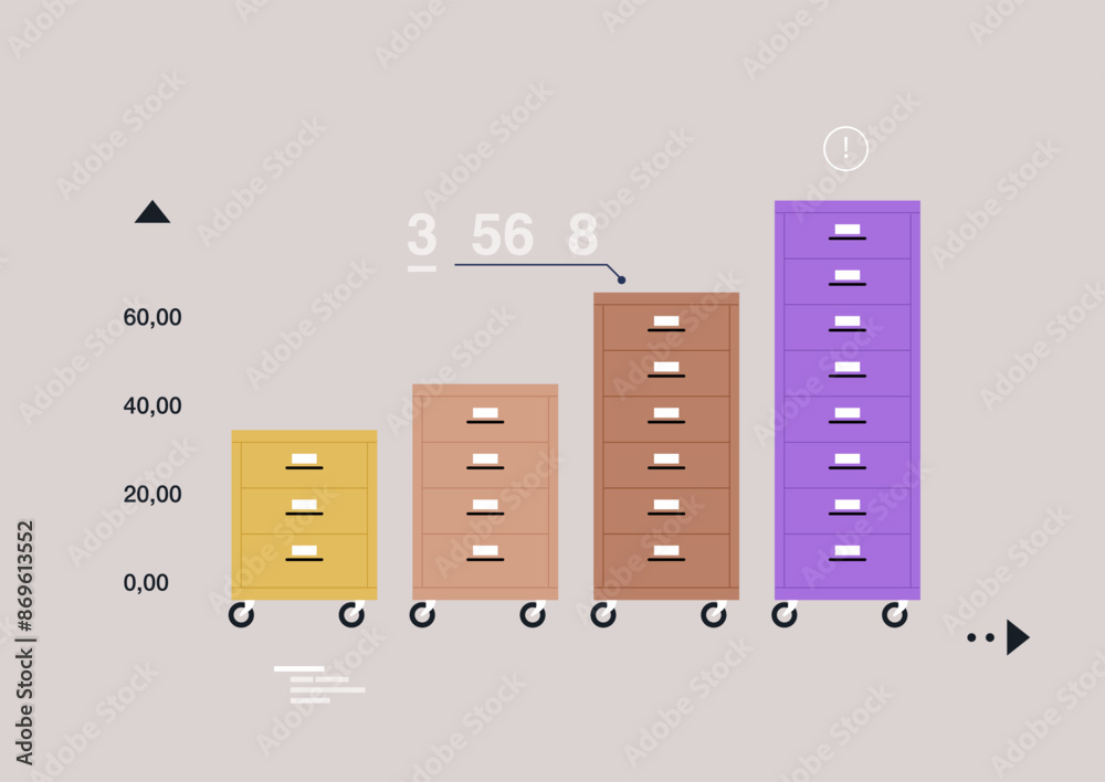Filing Files Process Infographic depicting a document workflow process, showcasing different ...