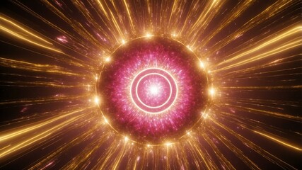 Wall Mural - pink light center radial explosion isolated in gold ba background