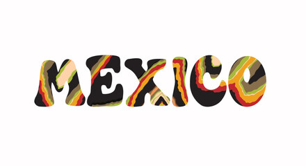 Wall Mural - Mexico text traditional style colorful lettering design. Vector illustration