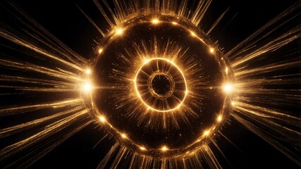 Wall Mural - gold light center radial explosion isolated in black b background