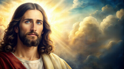 Wall Mural - Background with Jesus Christ our Savior the Lamb of God who takes away the sin of the world