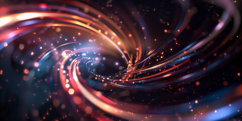 Canvas Print - Futuristic technology swirl background design with lights and bokeh looks like galaxy in space.