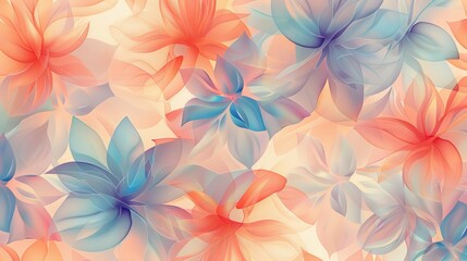 Wall Mural - Floral Patterns seamless, geometric design with a subtle gradient in the background 