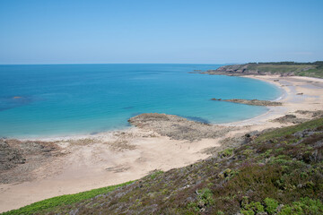 Sticker - Magnifique paysage de mer depuis le sentier côtier GR34 du cap d'Erquy - Bretagne France