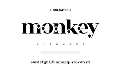 Wall Mural - Monkey Abstract digital modern alphabet fonts. Typography technology electronic dance music future creative font. vector illustration