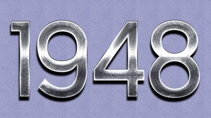 3d chrome number design of 1948 on purple wall.