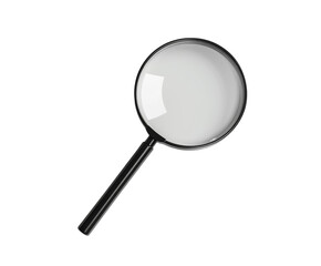 Black magnifying glass isolated on white background.