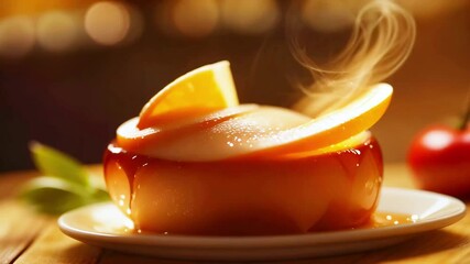 Wall Mural - A pie with apples on top of it is sitting on a table with apples around it