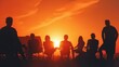 © Chano_1_na - A Close-up Shot of a Silhouettes of people at a wedding with watercolor details