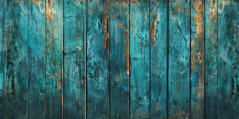 Wall Mural - Old wooden board background, Blue Plastered rusty concrete wall, Dark blue green wall textured background, damaged wall textured background. Generative ai