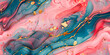 © PREMIUM NEW IMAGE - Seamless Abstract Liquid Wave Marble Pattern Blue Green, Red, or Pink Painting Background Print With Rose Gold Glitter Splatter Texture. HD Landscape Wallpaper Used for Tiles, Packaging, Background