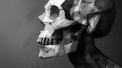 Wall Mural - abstract design using geometric shapes to form skulls in monochrome or contrasting colors, emphasizing simplicity and impact