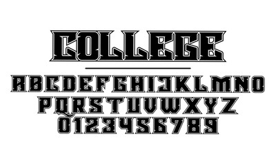 Wall Mural - College Abstract font alphabet. Minimal modern urban fonts for logo, brand etc. Typography typeface uppercase and number. vector illustration