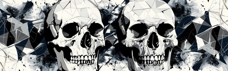 Wall Mural - abstract design using geometric shapes to form skulls in monochrome or contrasting colors, emphasizing simplicity and impact