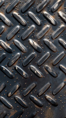 Poster - Black painted metal plate showing signs of rust and damage forming abstract textured background