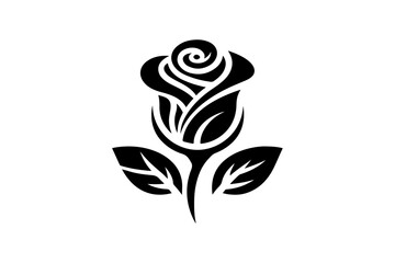 Silhouette  Rose flower icon vector image isolated on white background