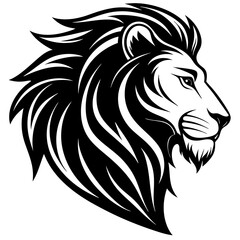 Wall Mural - a sleek and elegant lion head side view silhouette