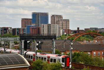 Poster - Manchester skyline with buildings and landmarks. Manchester England. 